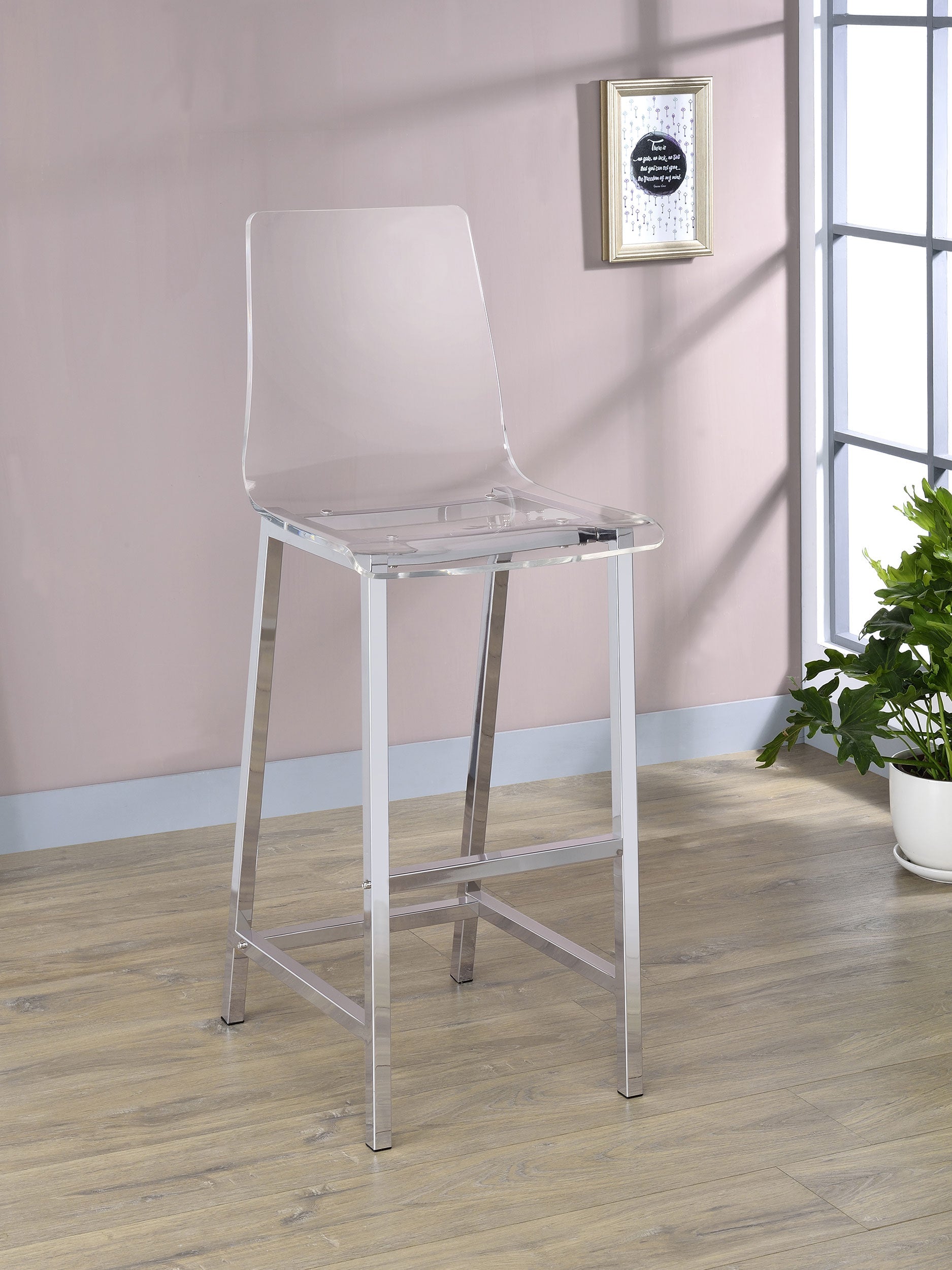 Juelia Bar Stools Chrome and Clear Acrylic (Set of 2)