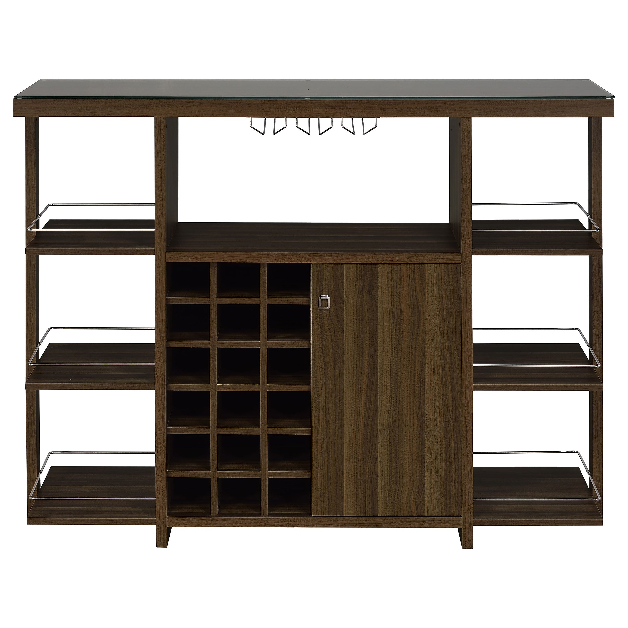 Evelio Bar Unit with Wine Bottle Storage Walnut