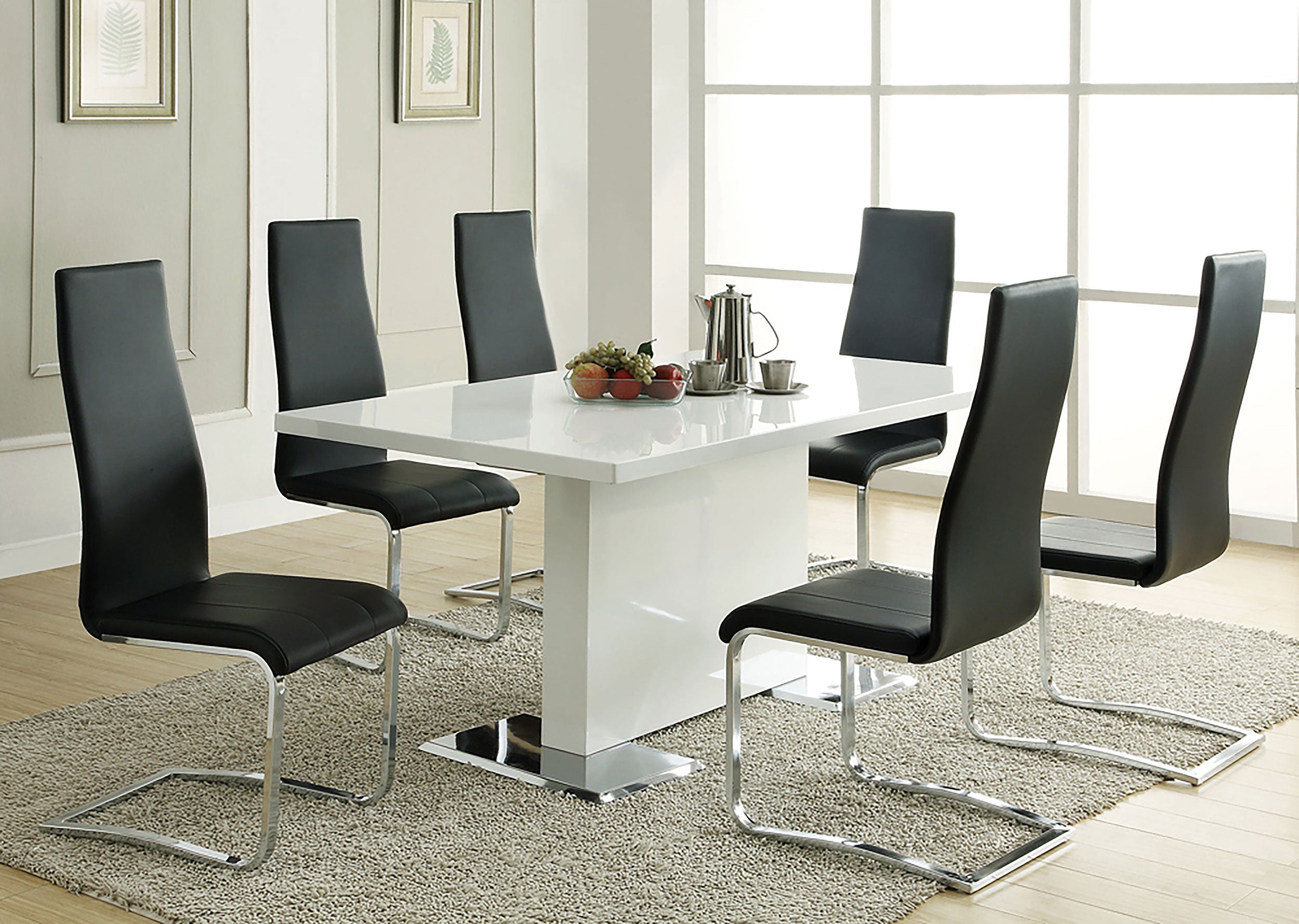 Montclair High Back Dining Chairs Black and Chrome (Set of 4)