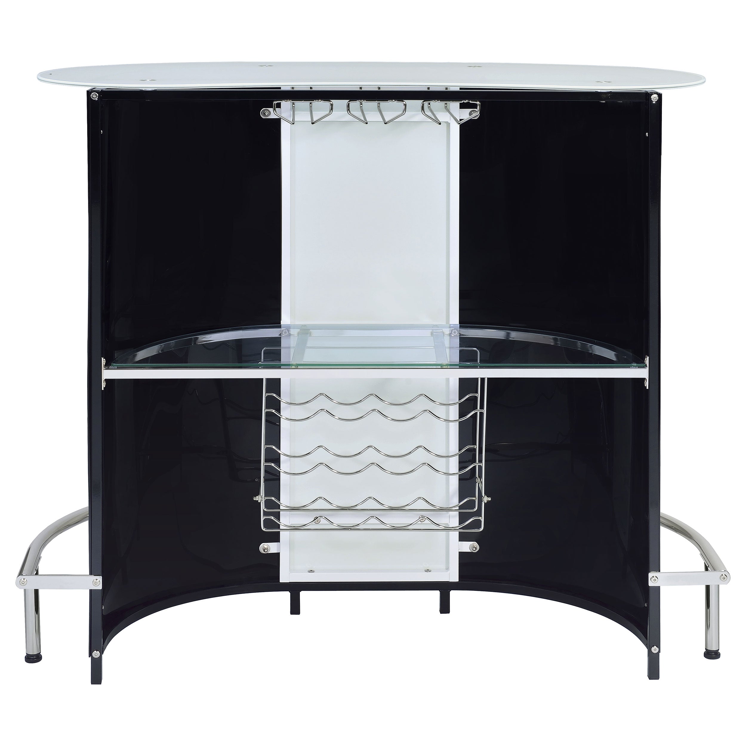 Lacewing 1-shelf Bar Unit Glossy Black and White