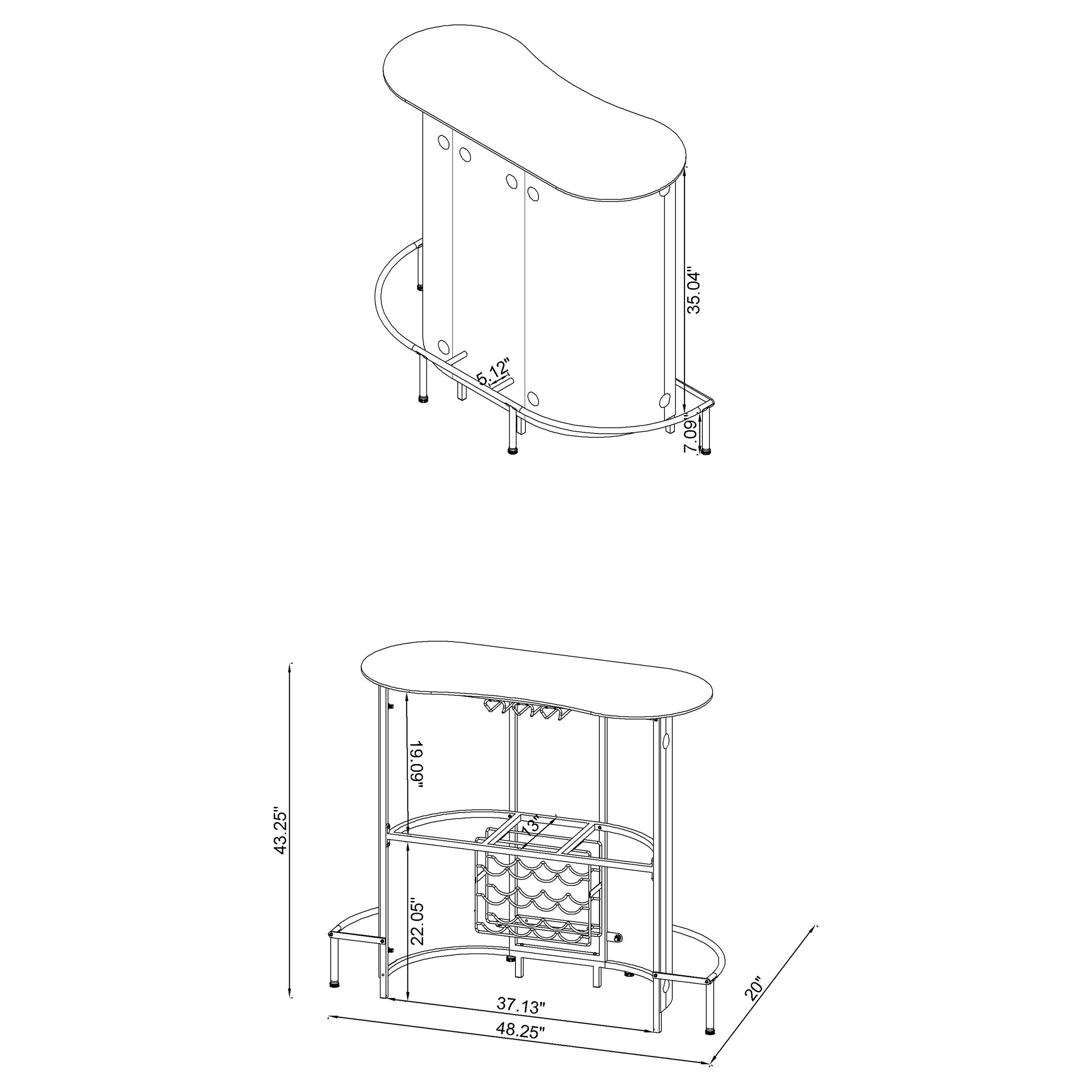 Lacewing 1-shelf Bar Unit Glossy Black and White