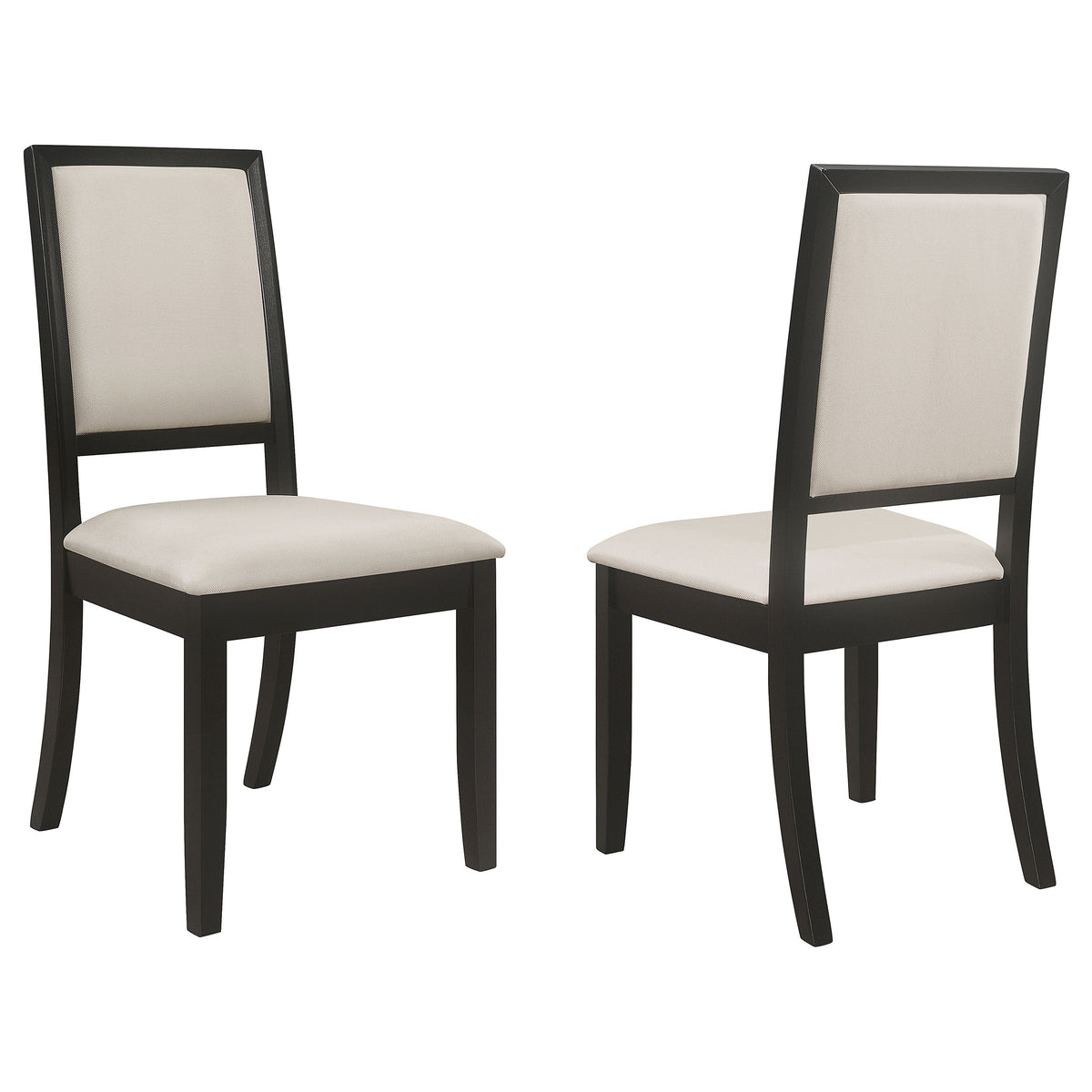 Louise Upholstered Dining Side Chairs Black and Cream (Set of 2)