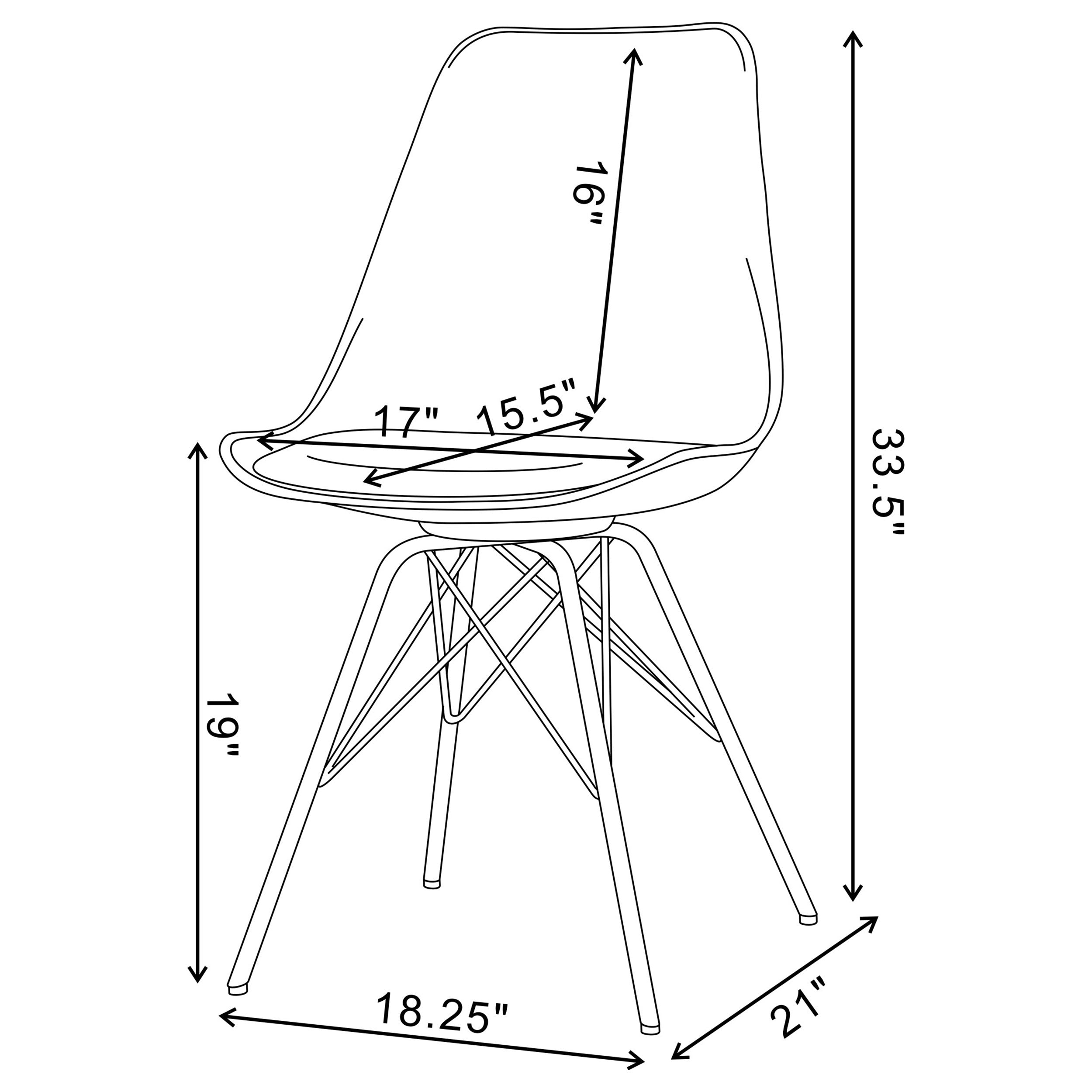 Juniper Armless Dining Chairs White and Chrome (Set of 2)