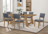 Sharon  Rectangular Trestle Base Dining Table Set Blue and Brown