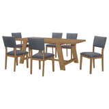 Sharon  Rectangular Trestle Base Dining Table Set Blue and Brown