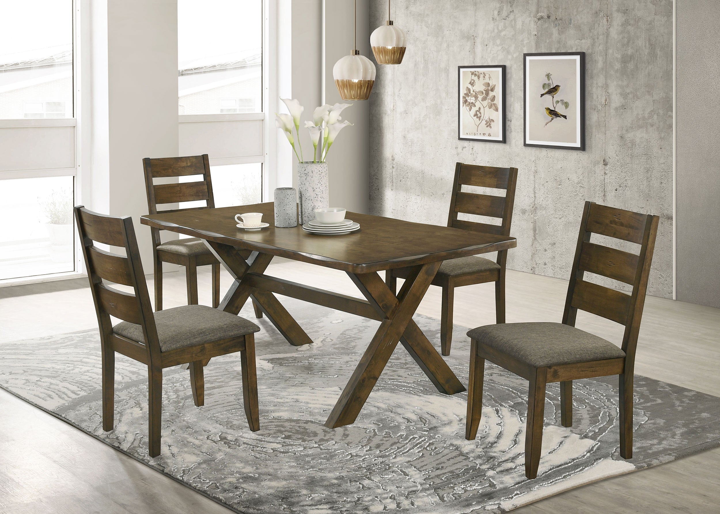 Alston X-shaped Dining Table Knotty Nutmeg