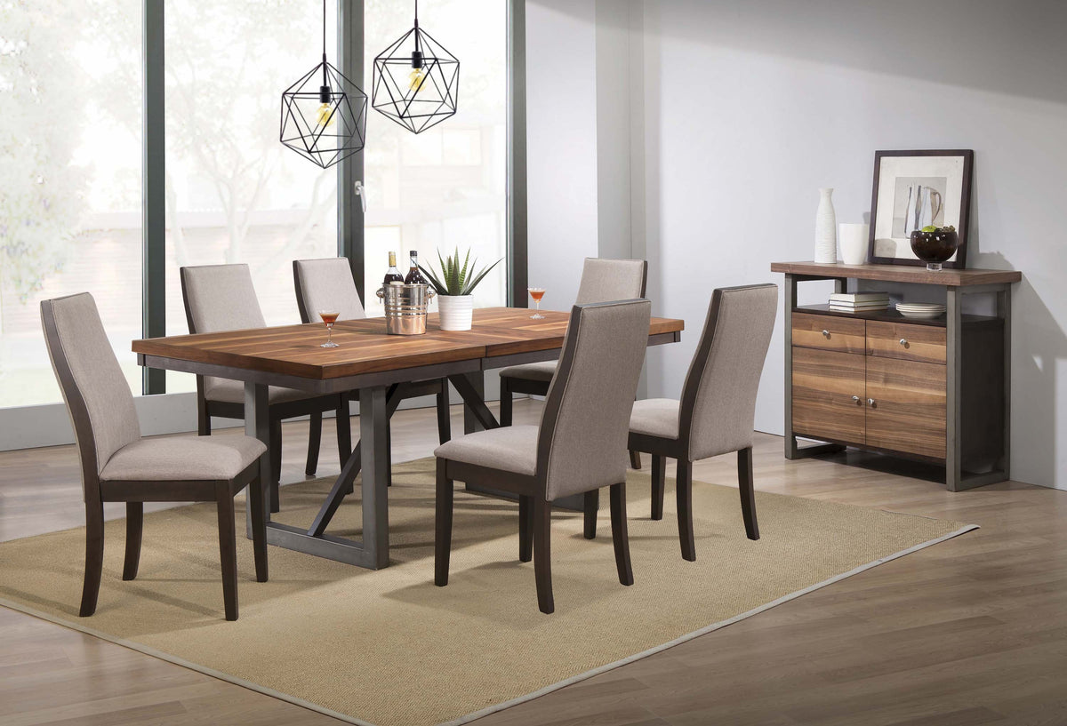 Spring Creek  Dining Room Set Natural Walnut and Taupe