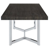 Benson Rectangular Trestle Base Dining Table Dark Oak and Chrome