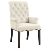 Alana Upholstered Arm Chair Beige and Smokey Black