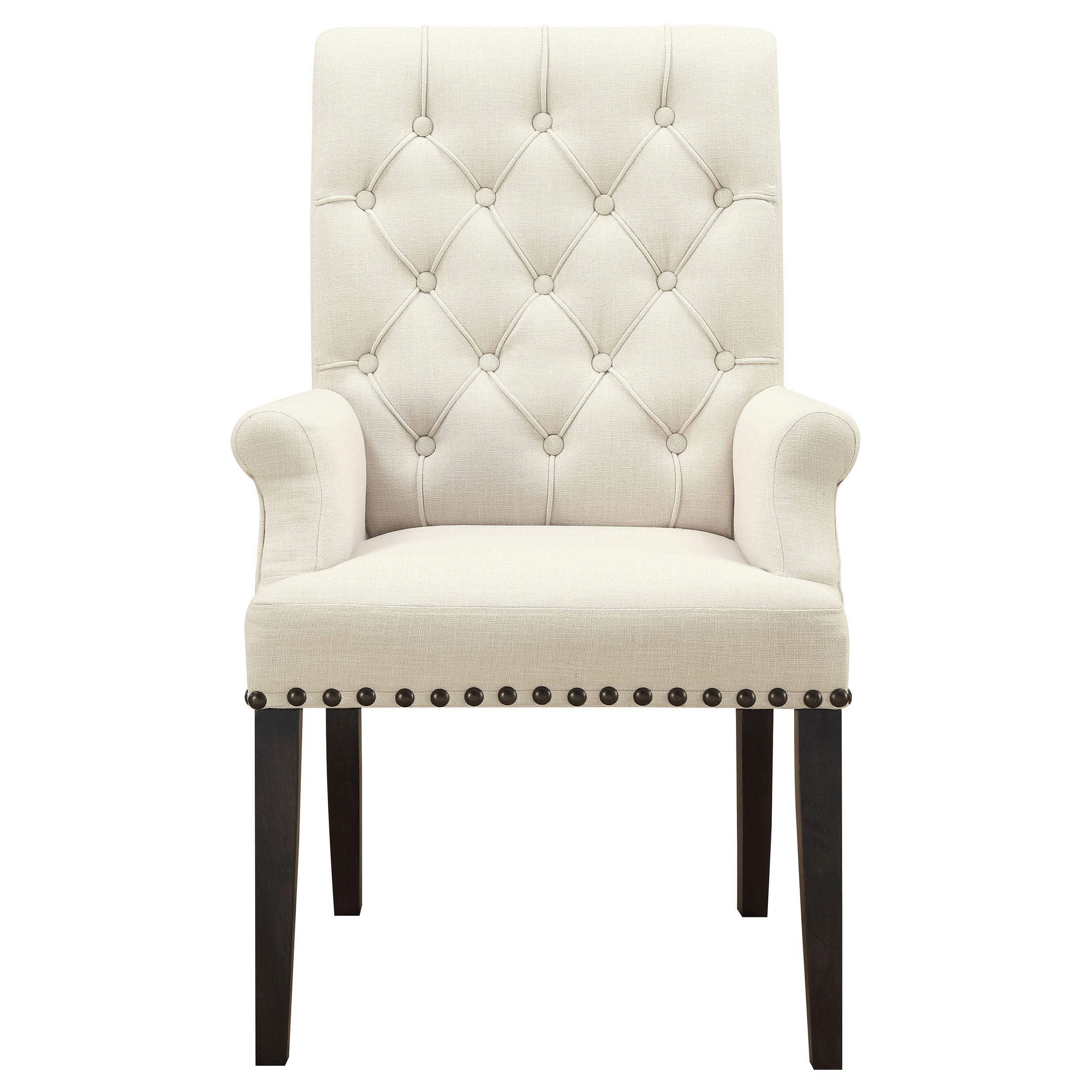 Alana Upholstered Arm Chair Beige and Smokey Black