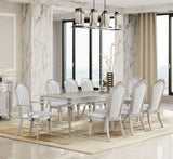 Evangeline  Dining Table Set with Extension Leaf Ivory and Silver Oak