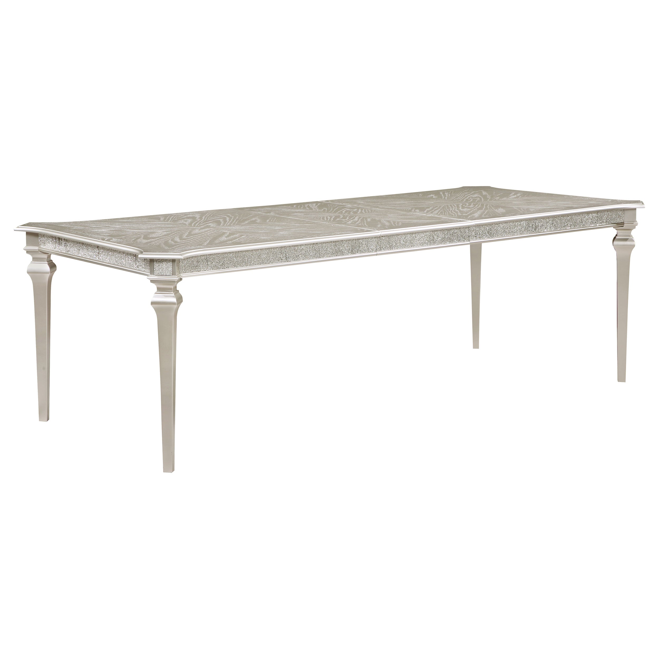 Evangeline  Dining Table Set with Extension Leaf Ivory and Silver Oak