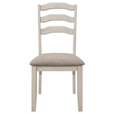 Ronnie Ladder Back Padded Seat Dining Side Chair Khaki and Rustic Cream (Set of 2)