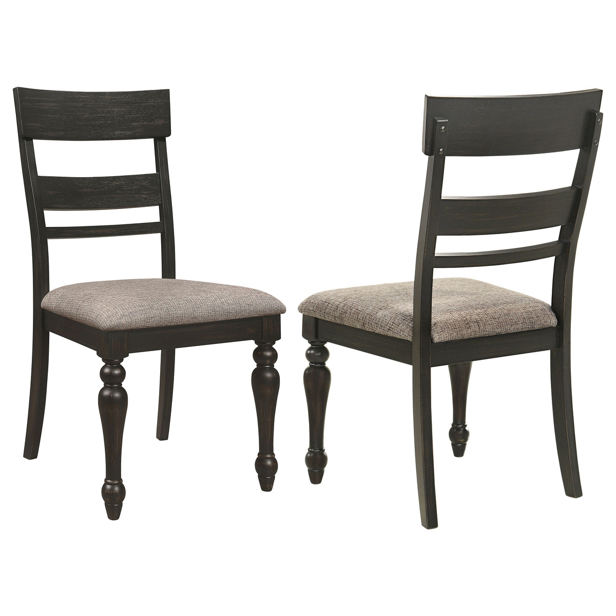 Bridget Ladder Back Dining Side Chair Stone Brown and Charcoal Sandthrough (Set of 2)