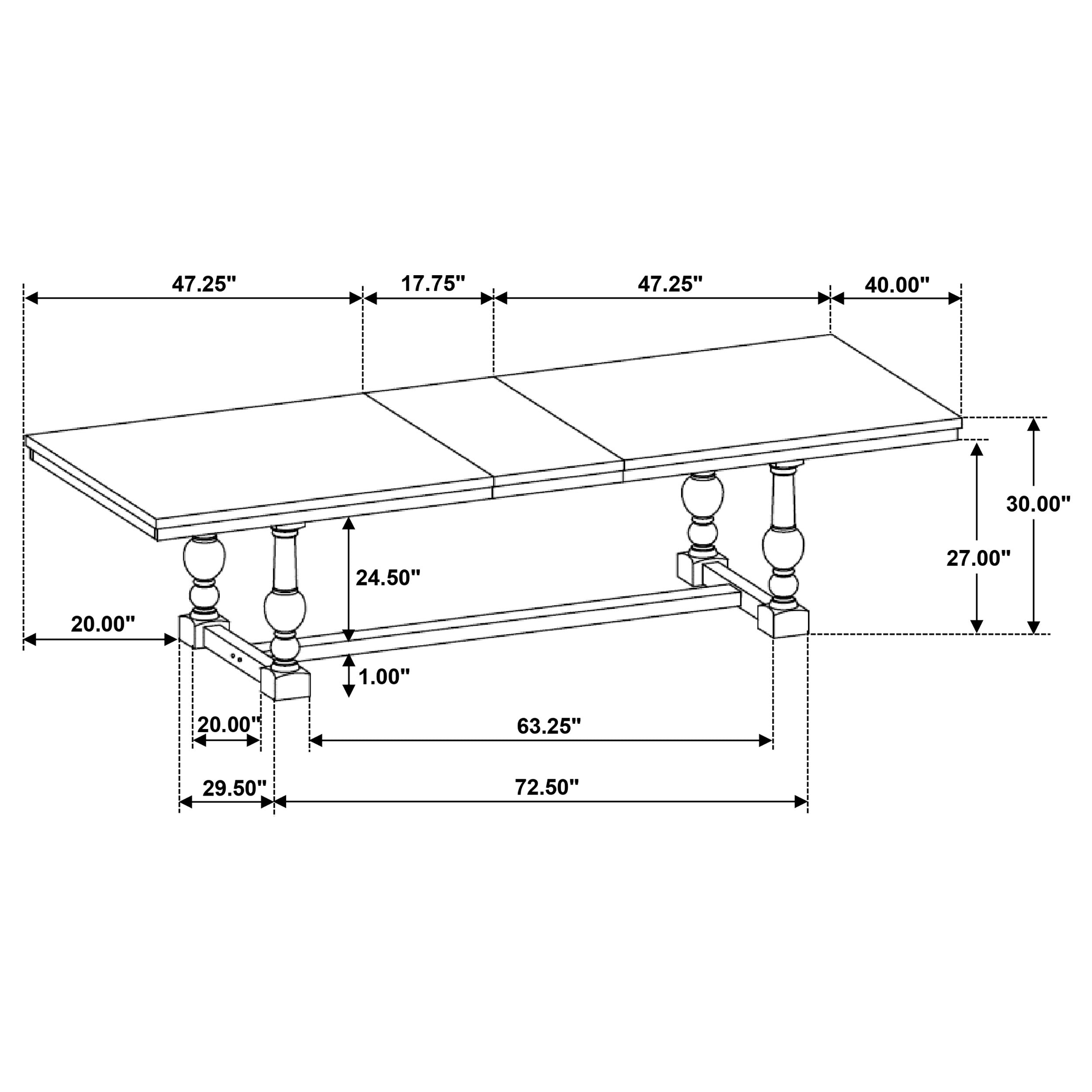 Aventine 112-inch Extension Dining Table Vintage Charcoal