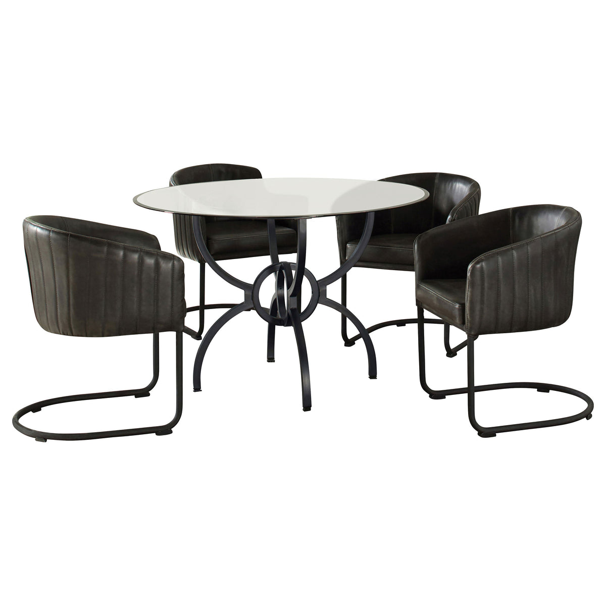 Aviano  Dining Set Gunmetal and Matte Black