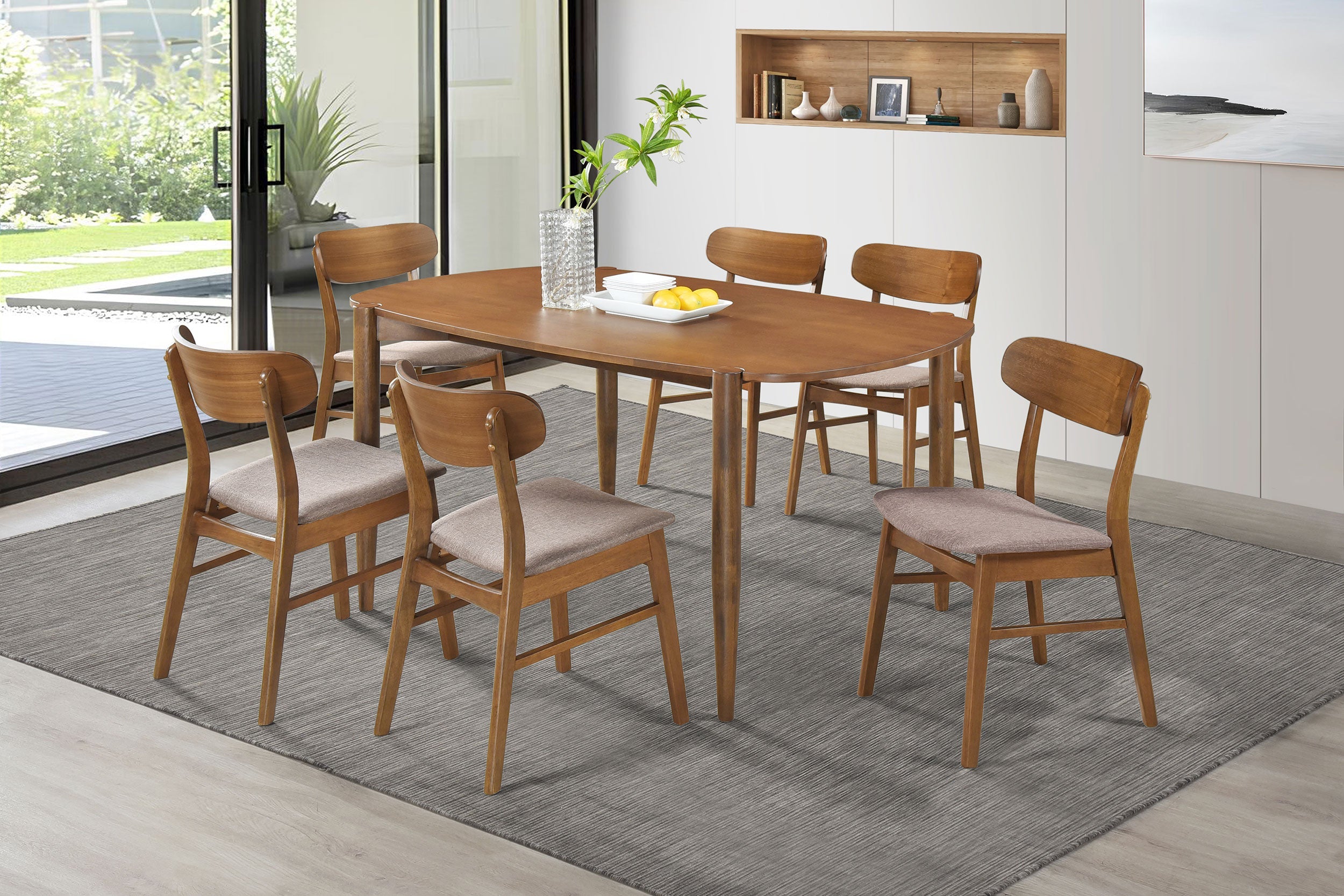 Dortch  Oval Solid Wood Dining Set Walnut