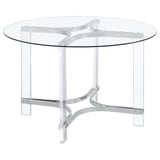 Adino 47-inch Round Glass Top Acrylic Dining Table Chrome