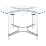 Adino 47-inch Round Glass Top Acrylic Dining Table Chrome