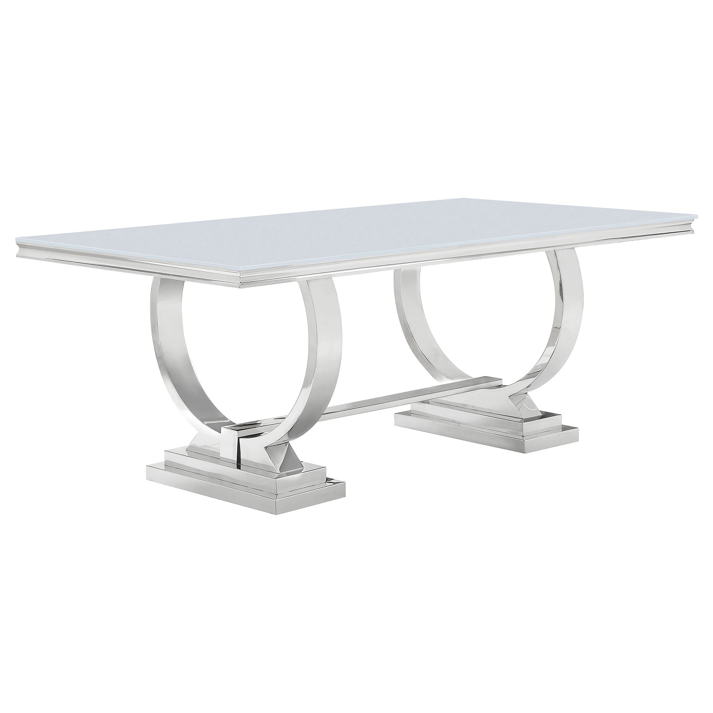 Antoine  Rectangular Dining Set Chrome and Grey