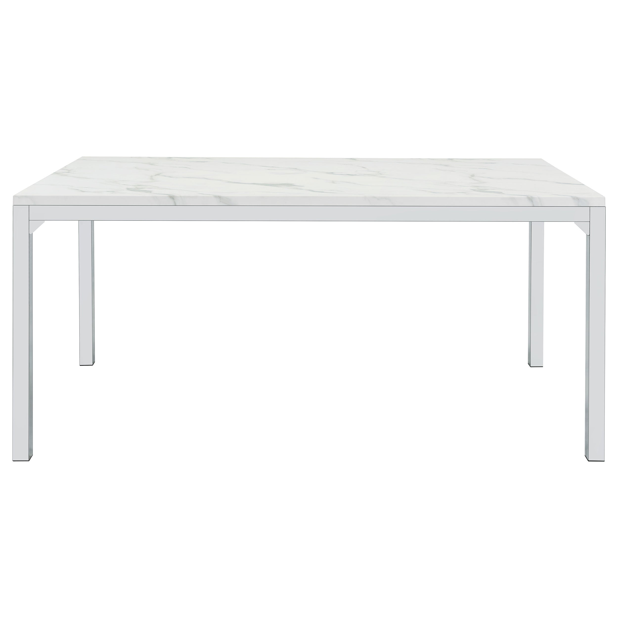 Athena Rectangle Dining Table with Marble Top Chrome