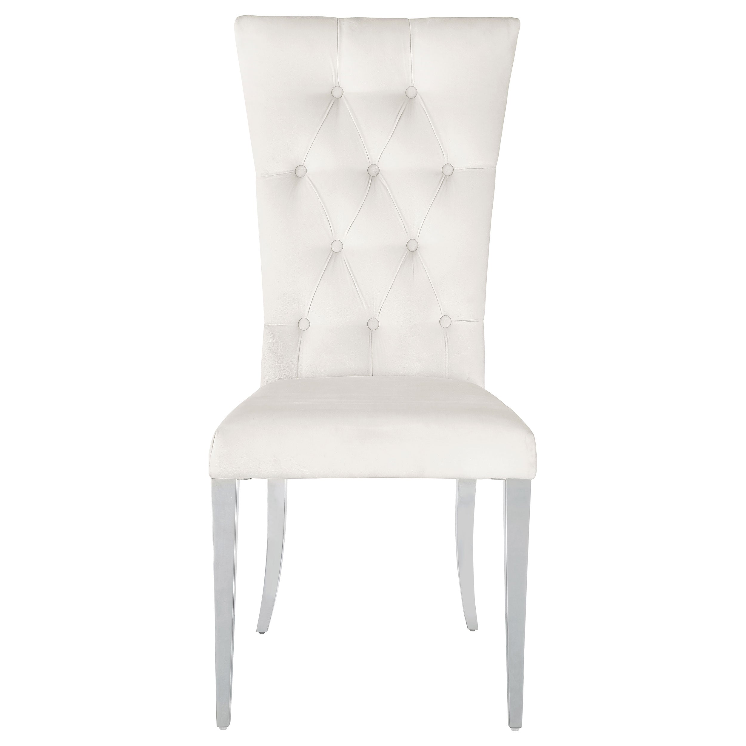 Kerwin Tufted Upholstered Side Chair (Set of 2) White and Chrome