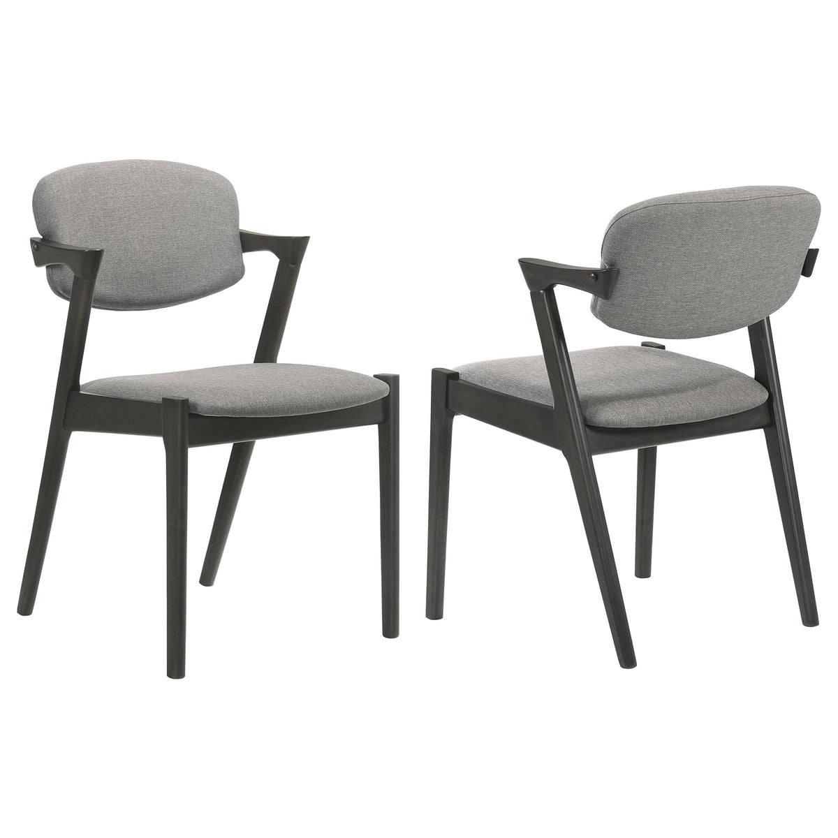 Stevie Upholstered Demi Arm Dining Side Chairs Brown Grey and Black (Set of 2)