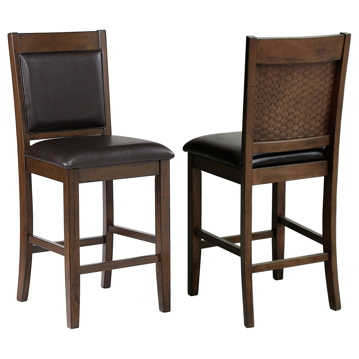 Dewey Upholstered Counter Height Chairs with Footrest (Set of 2) Brown and Walnut