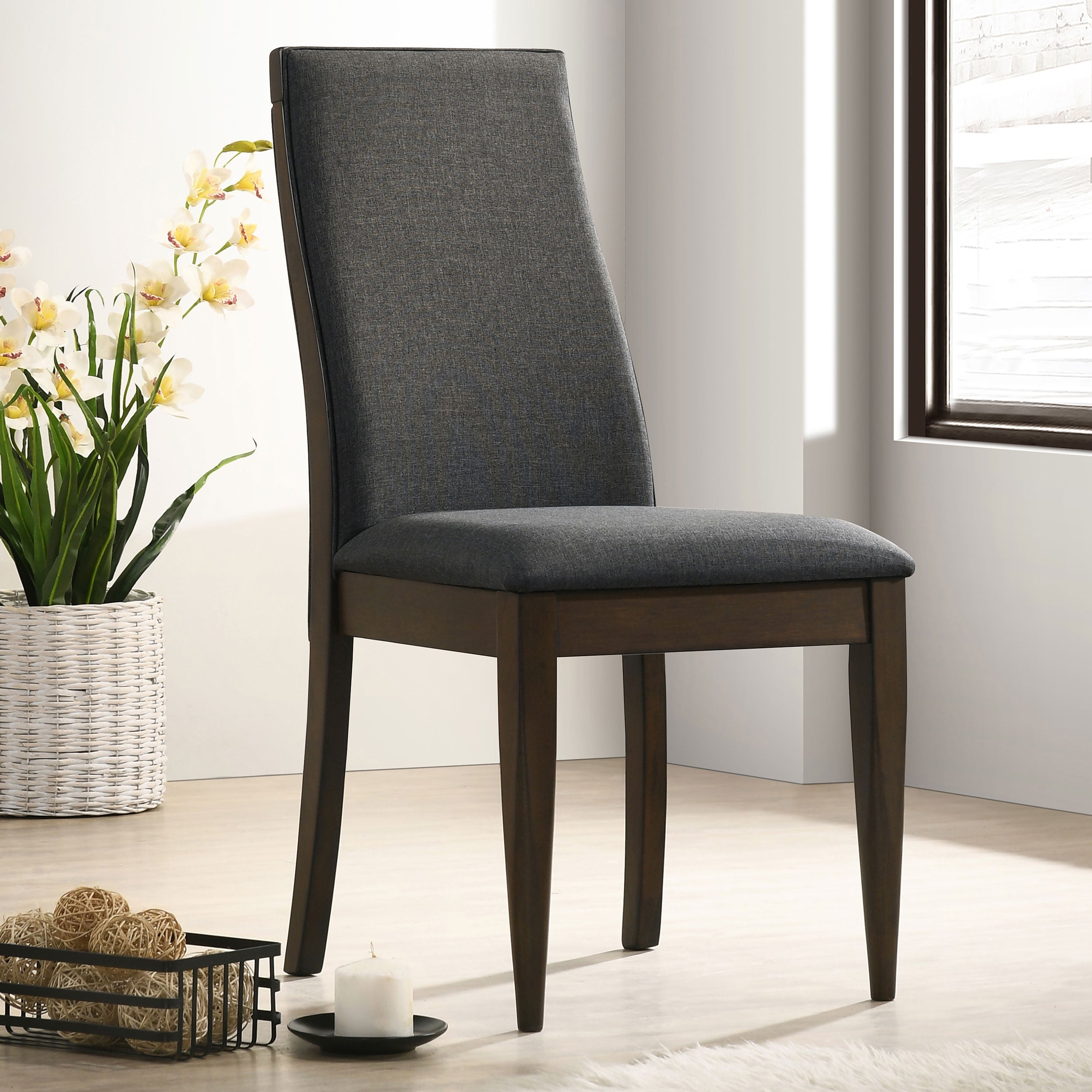 Wes Upholstered Side Chair (Set of 2) Grey and Dark Walnut