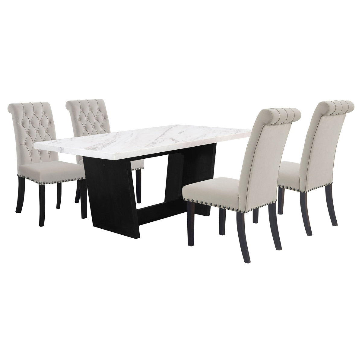 Sherry  Rectangular Marble Top Dining Set Sand and White