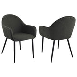 Emma Upholstered Dining Arm Chair Fog Grey and Black (Set of 2)