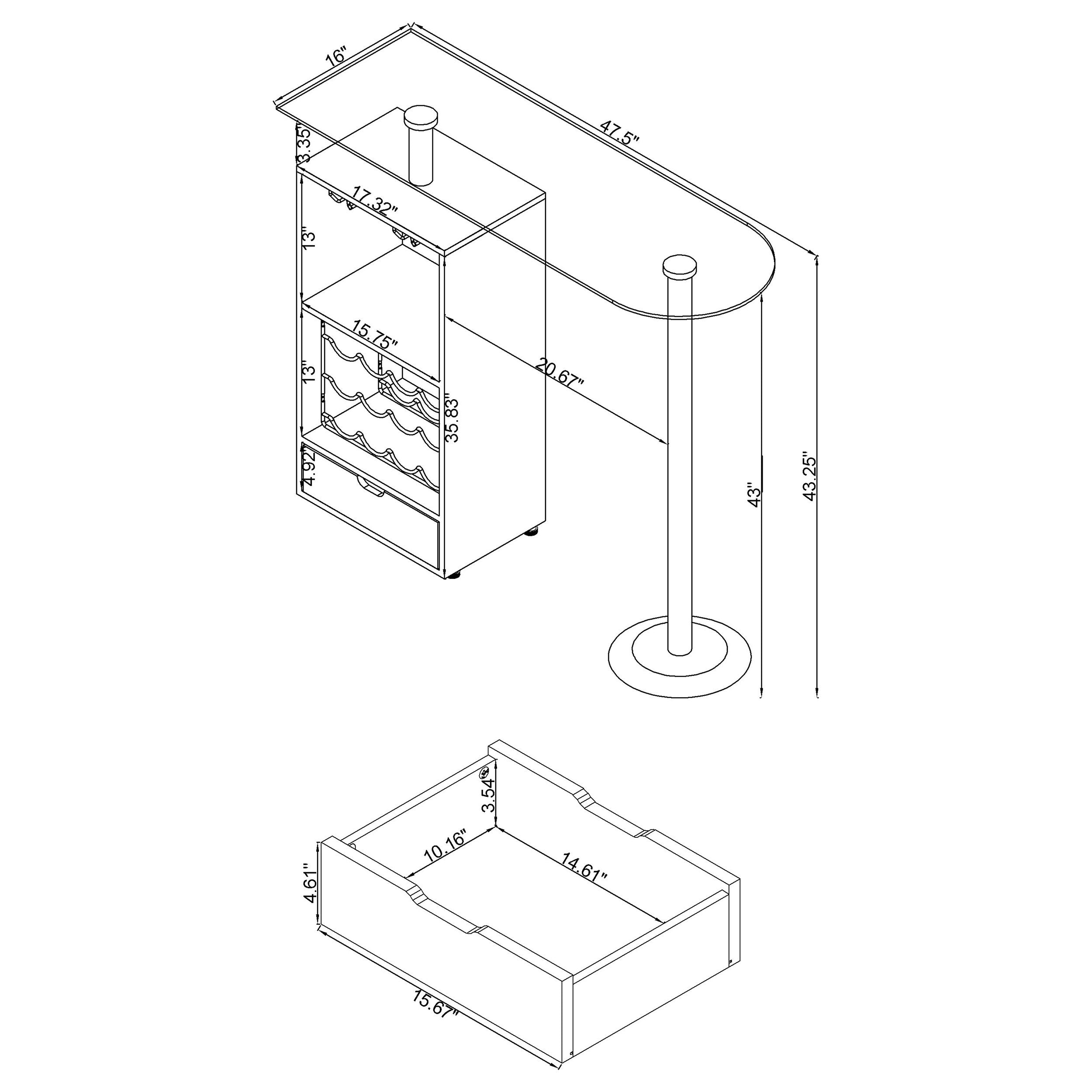 Ferguson 3-tier Bar Unit Black Nickel and Black Oak