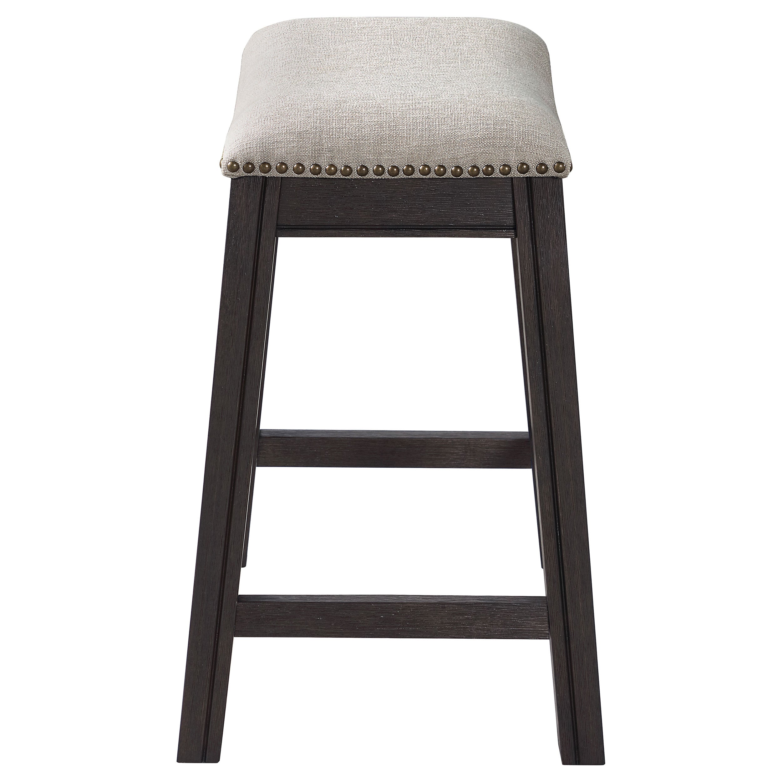 Elliston Backless Counter Height Saddle Bar Stool Dark Grey and Beige (Set of 2)