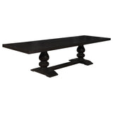 Phelps Rectangular Trestle Dining Set Antique Noir and Grey