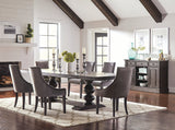 Phelps Rectangular Trestle Dining Set Antique Noir and Grey