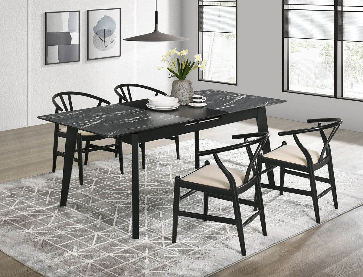 Crestmont  Extension Leaf Dining Table Set Black