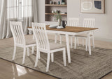 Nogales  Rectangular Dining Table Set Natural Acacia and Off White