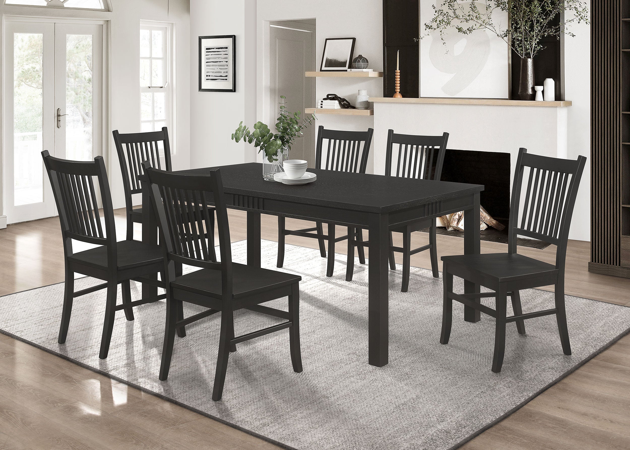 Marbrisa  Rectangular Dining Table Set Matte Black