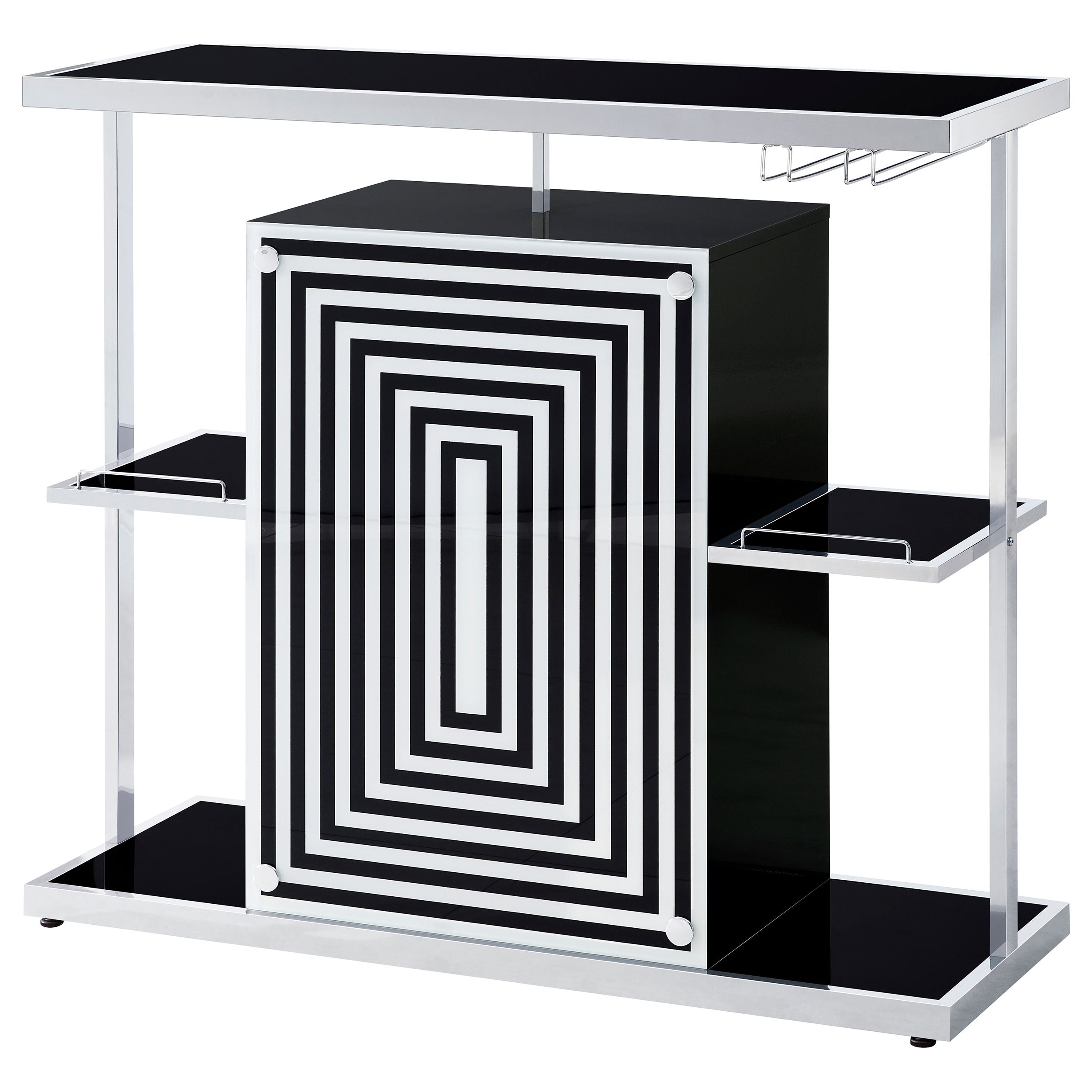 Zinnia 2-tier Bar Unit Glossy Black and White