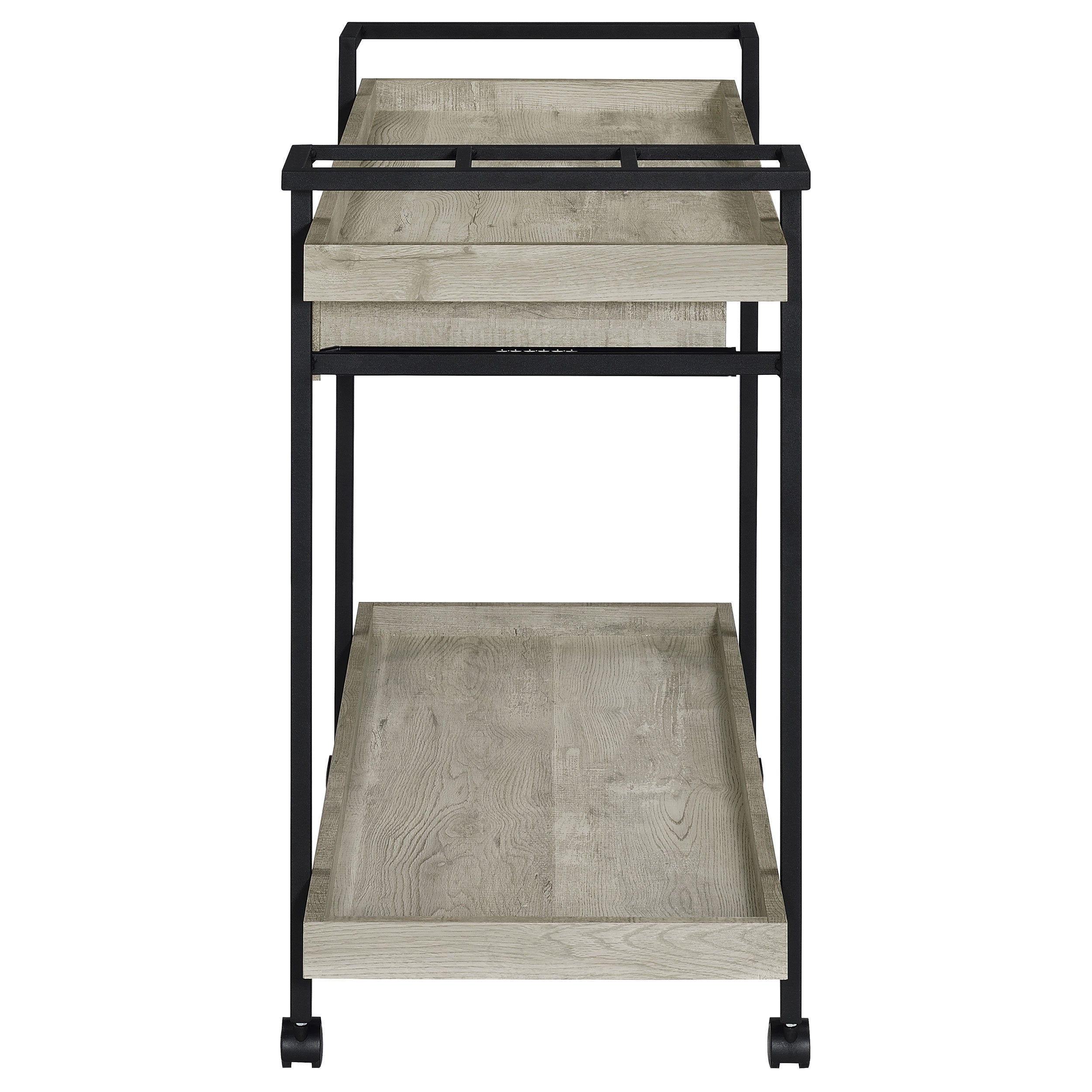 Ventura 2-tier Bar Cart with Storage Drawer Grey Driftwood