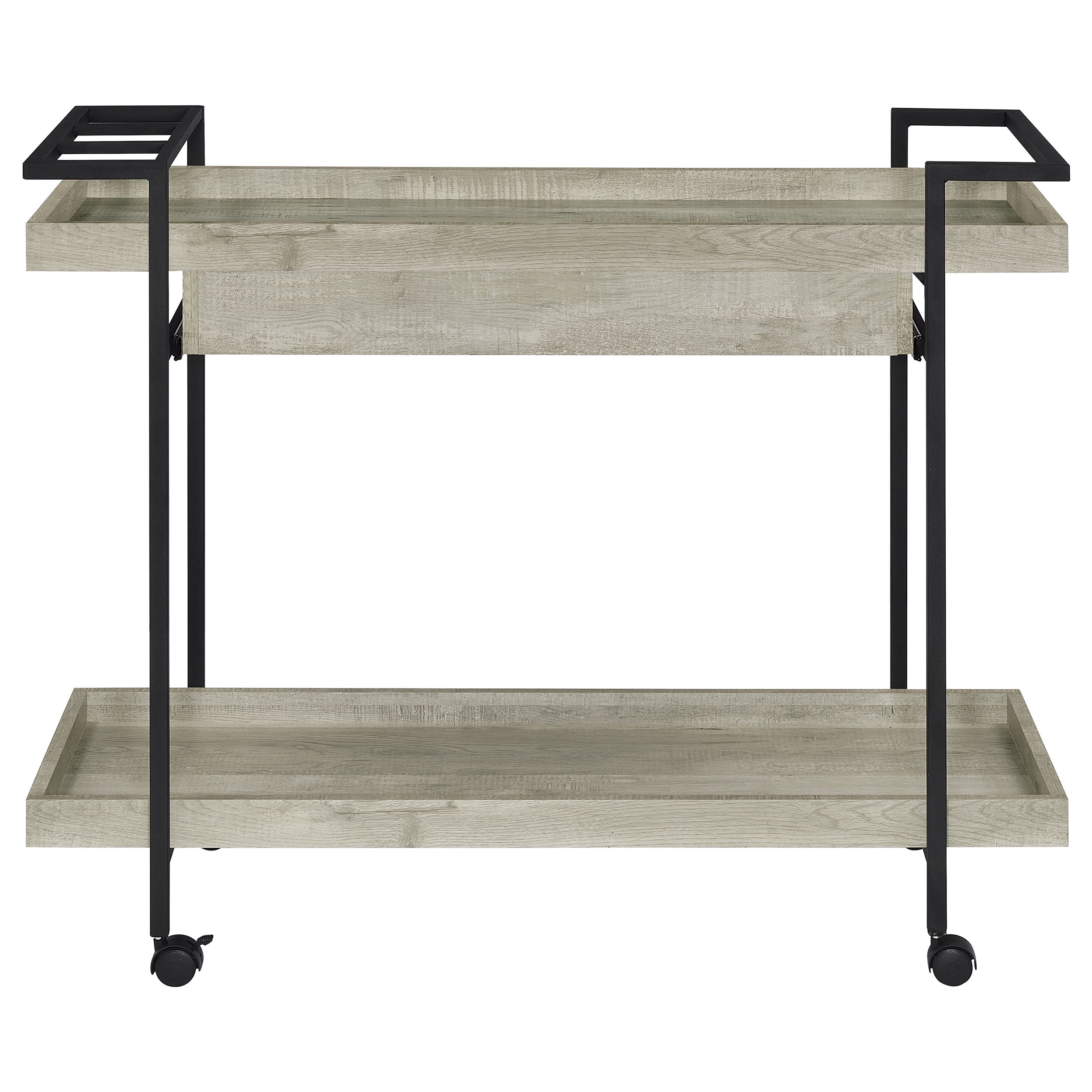 Ventura 2-tier Bar Cart with Storage Drawer Grey Driftwood