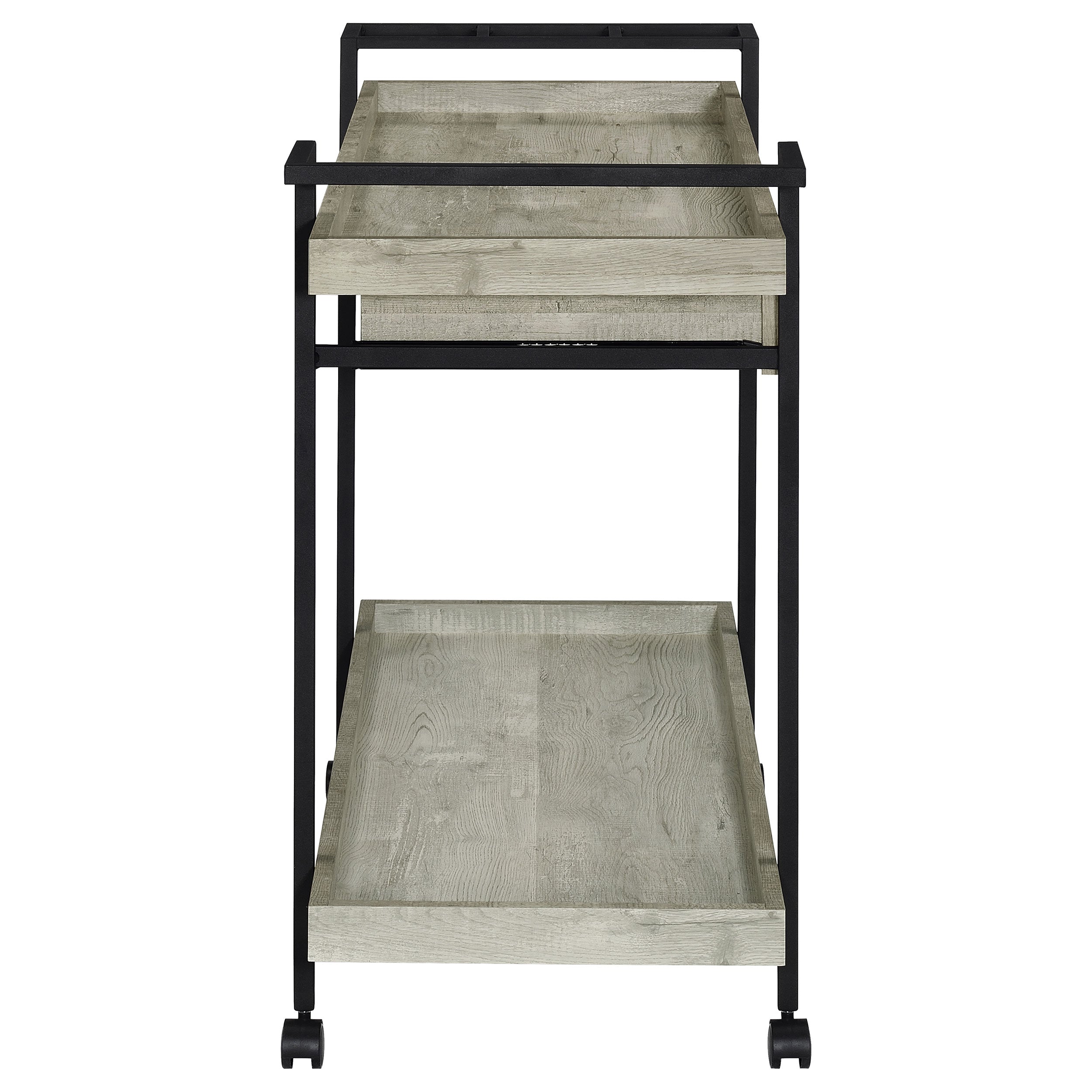 Ventura 2-tier Bar Cart with Storage Drawer Grey Driftwood