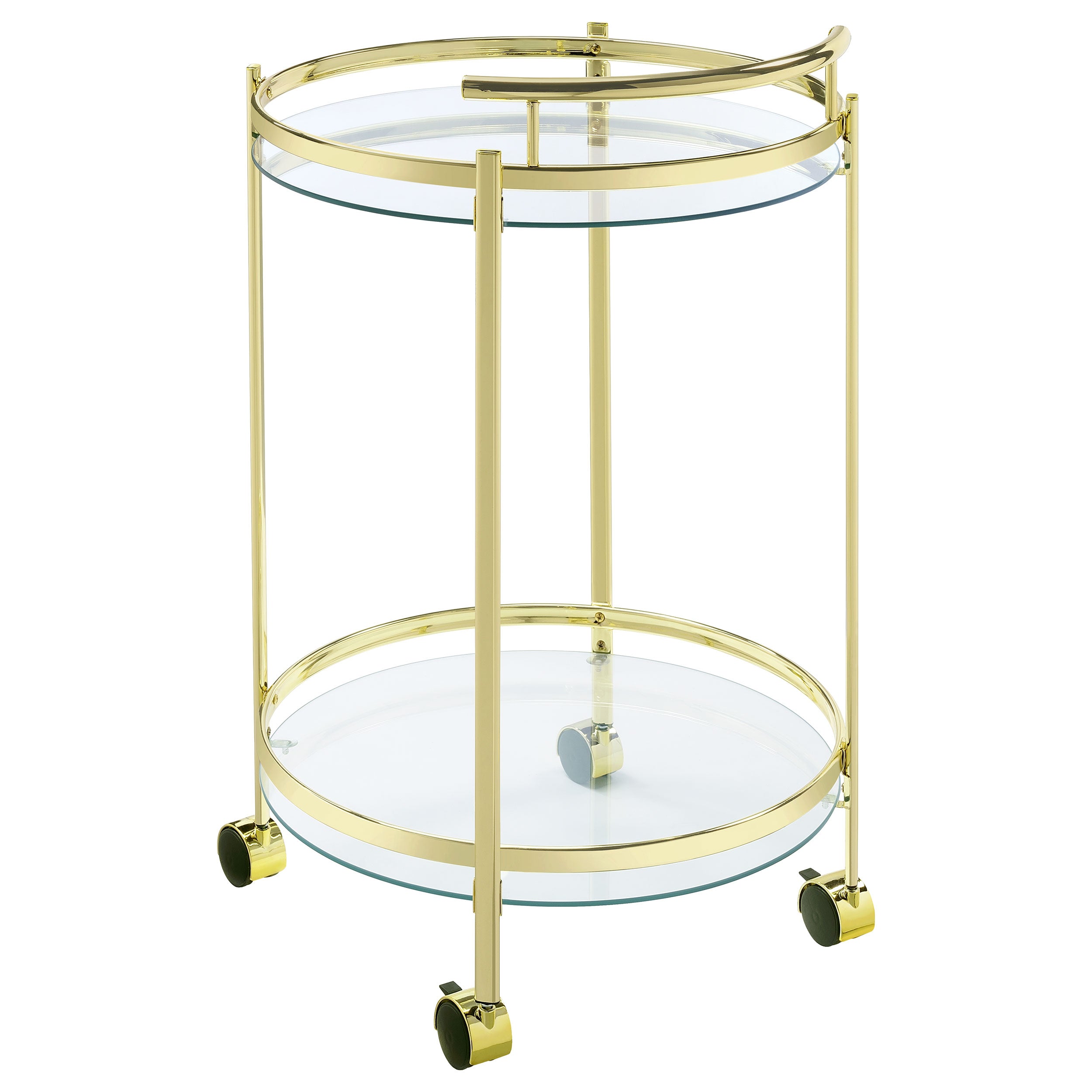 Chrissy 2-tier Round Glass Bar Cart Brass