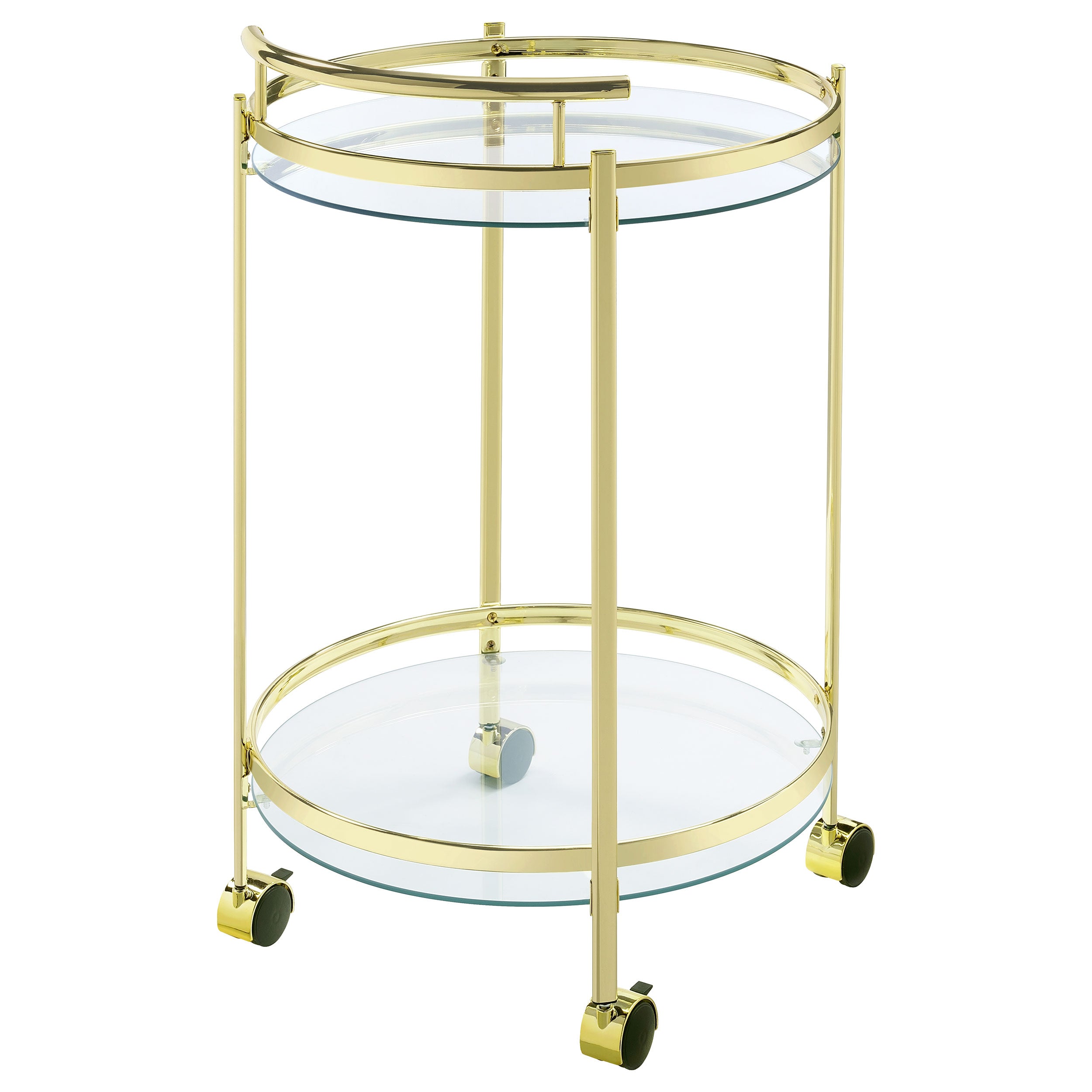 Chrissy 2-tier Round Glass Bar Cart Brass