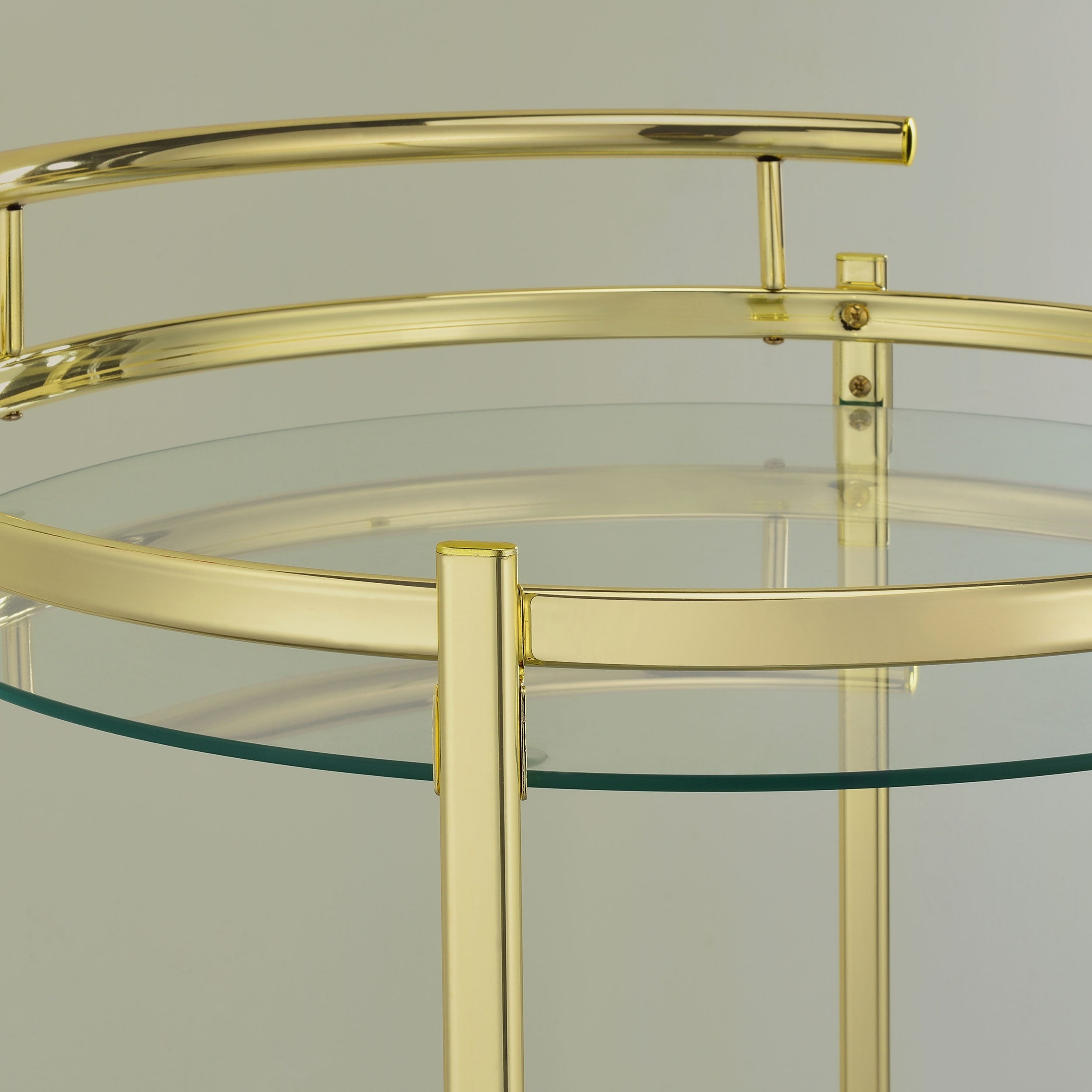 Chrissy 2-tier Round Glass Bar Cart Brass