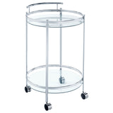 Chrissy 2-tier Round Glass Bar Cart Brass