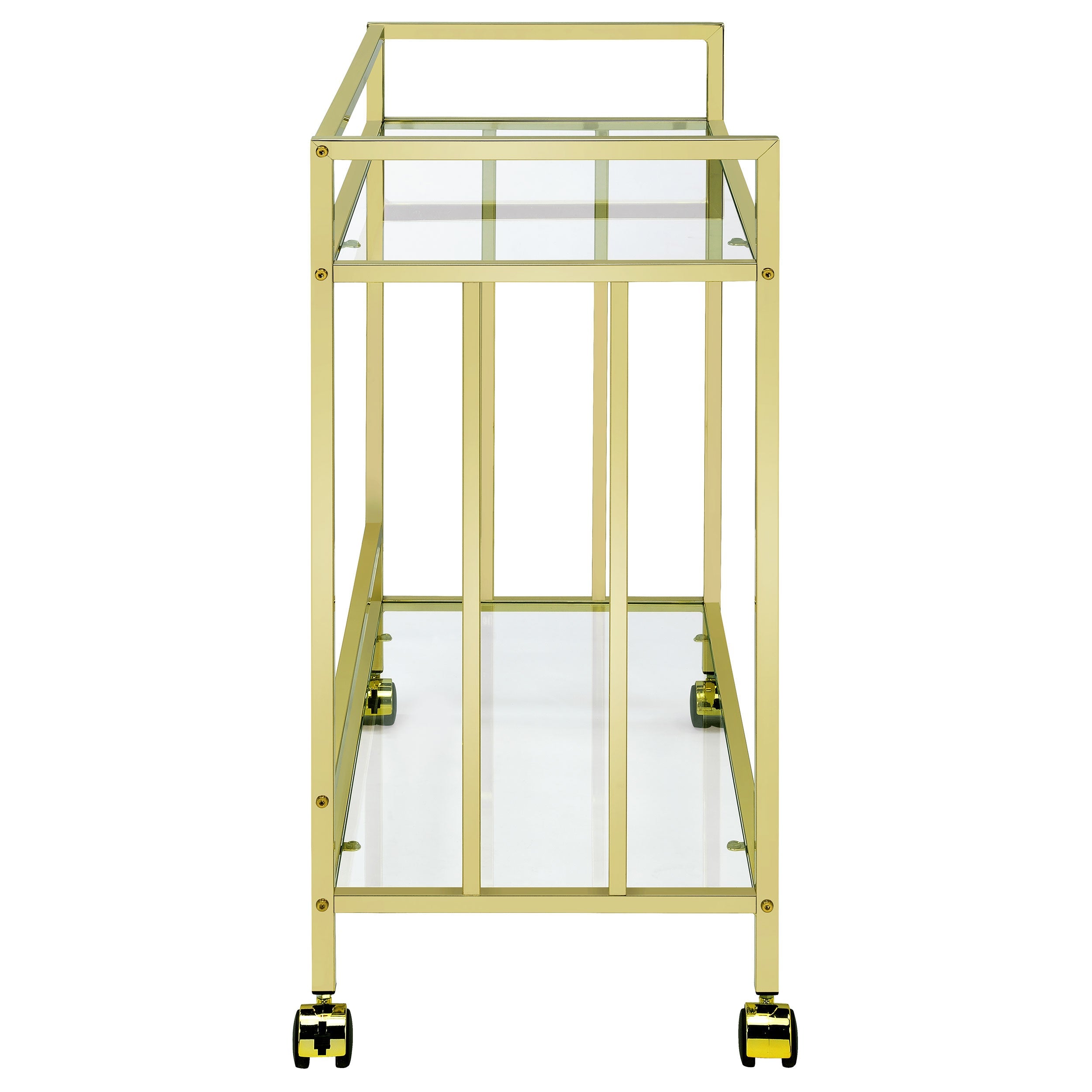 Cara Rectangular Glass Bar Cart Brass