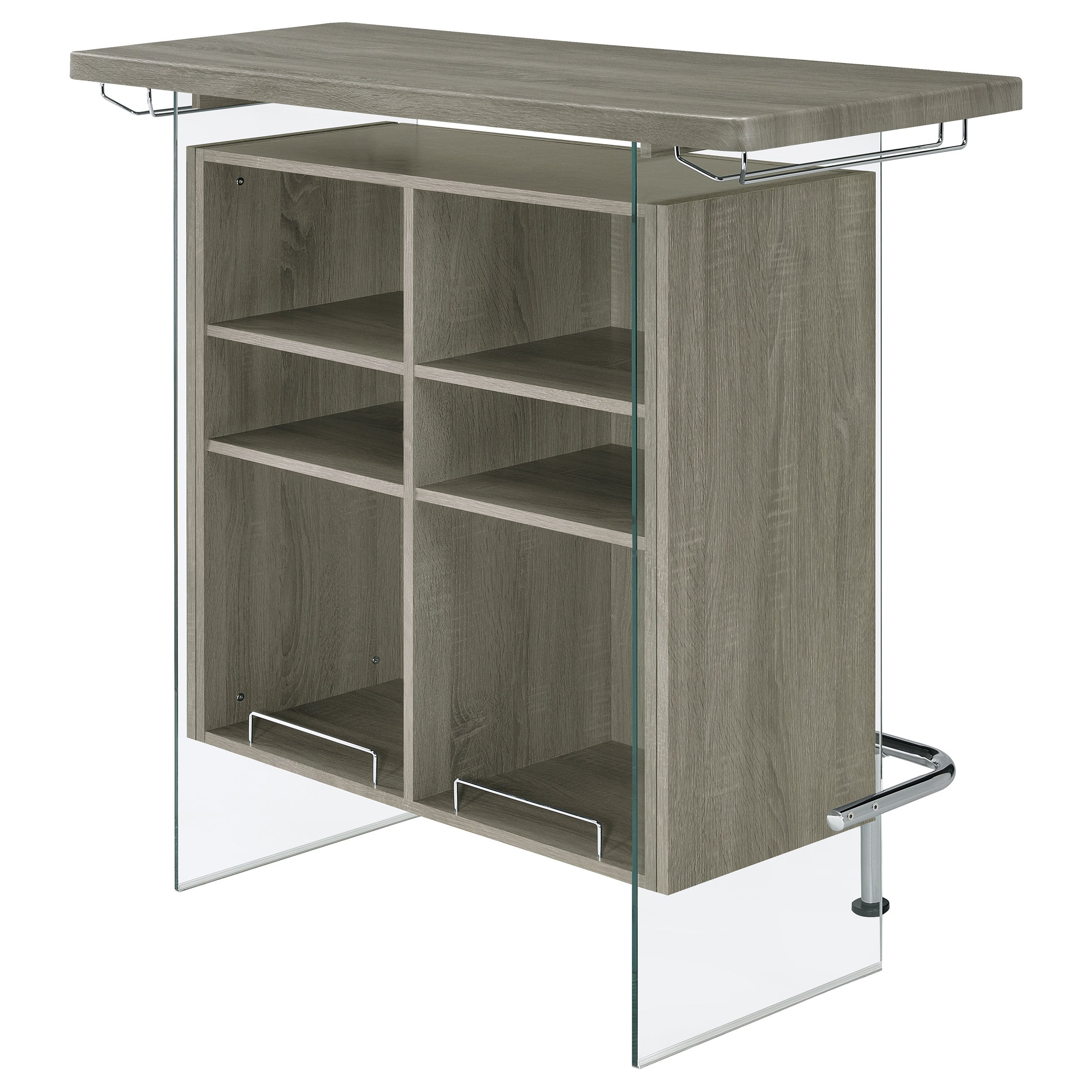 Acosta Rectangular Bar Unit with Footrest and Glass Side Panels