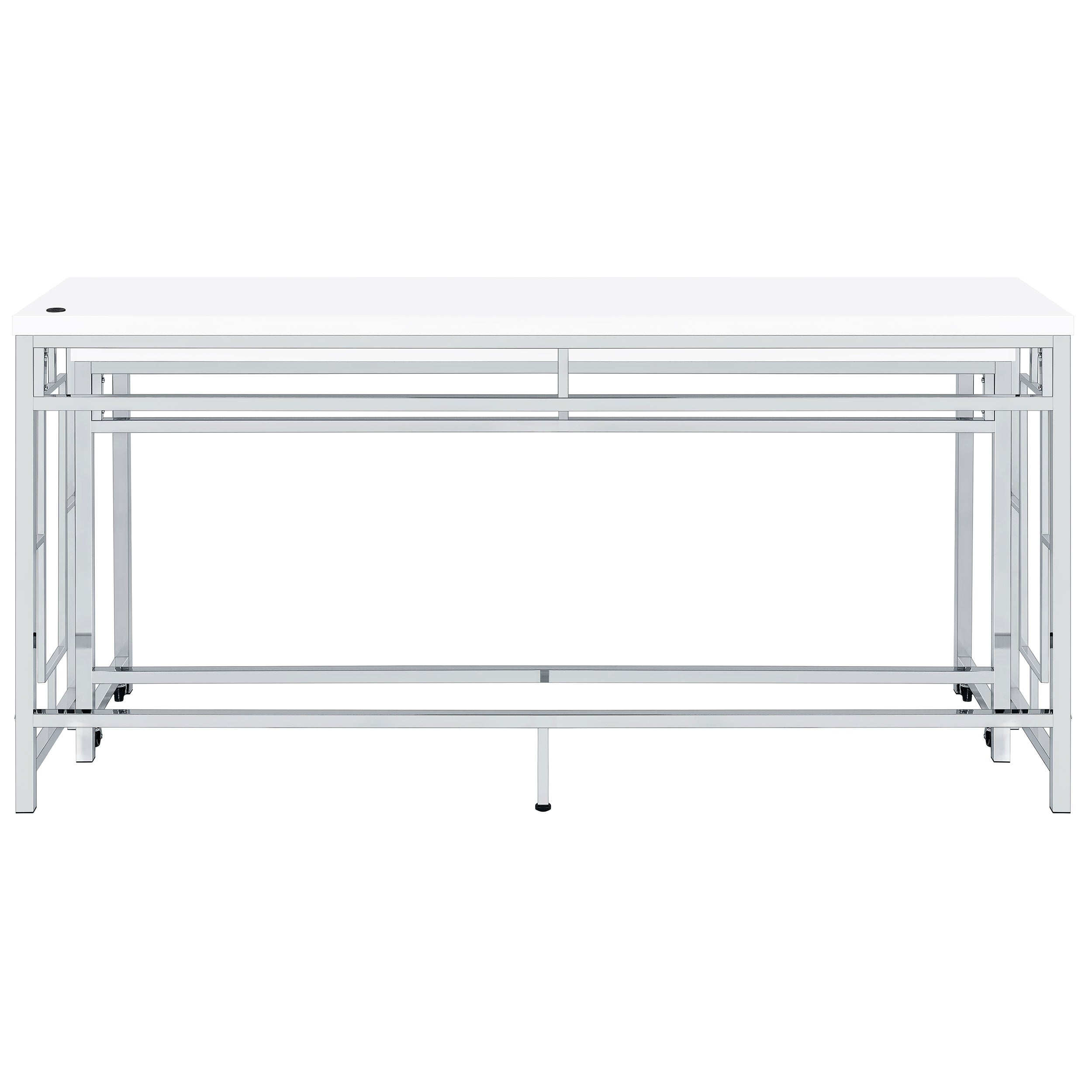 Jackson  Multipurpose Counter Height Table Set White and Chrome