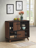 Ezekiel Wine Cabinet with 2 Sliding Doors Walnut and Black